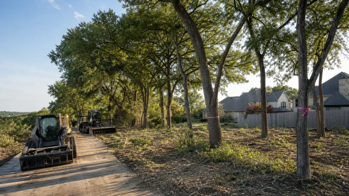 Residential Lot Clearing in Hurst: Plan Access, Trees, and Cleanup — realistic Hurst, Texas tree-service scene