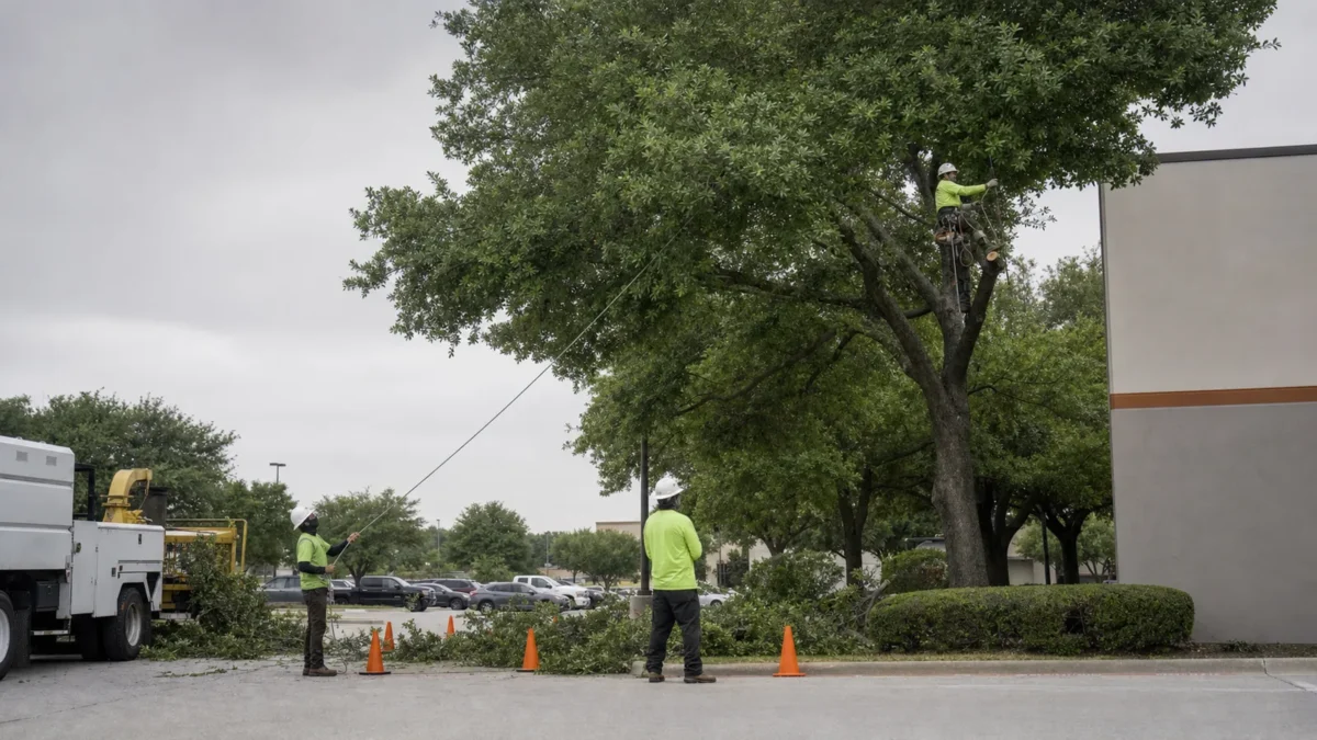 Parking Lot Tree Clearance for Hurst Businesses — realistic Hurst, Texas tree-service scene