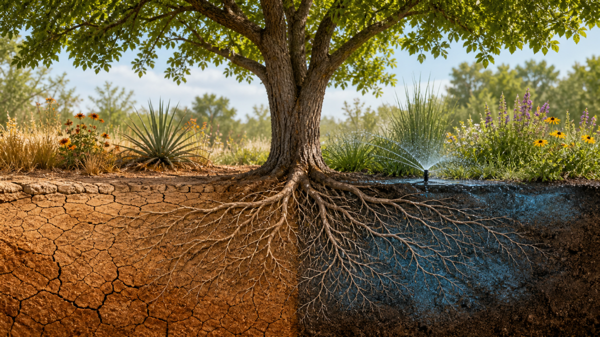AI-generated illustrative image for Why North Texas Clay Cracks Matter to Tree Roots in Hurst