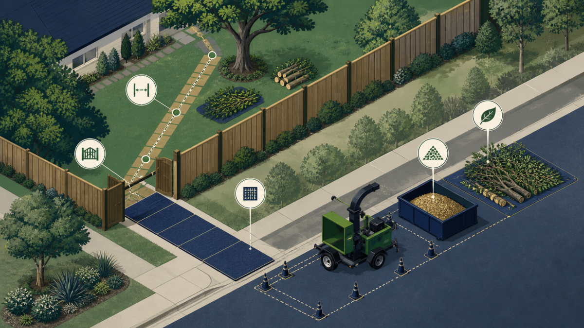 AI-generated illustrative image for Tree Debris and Access Planning for Compact Hurst Lots