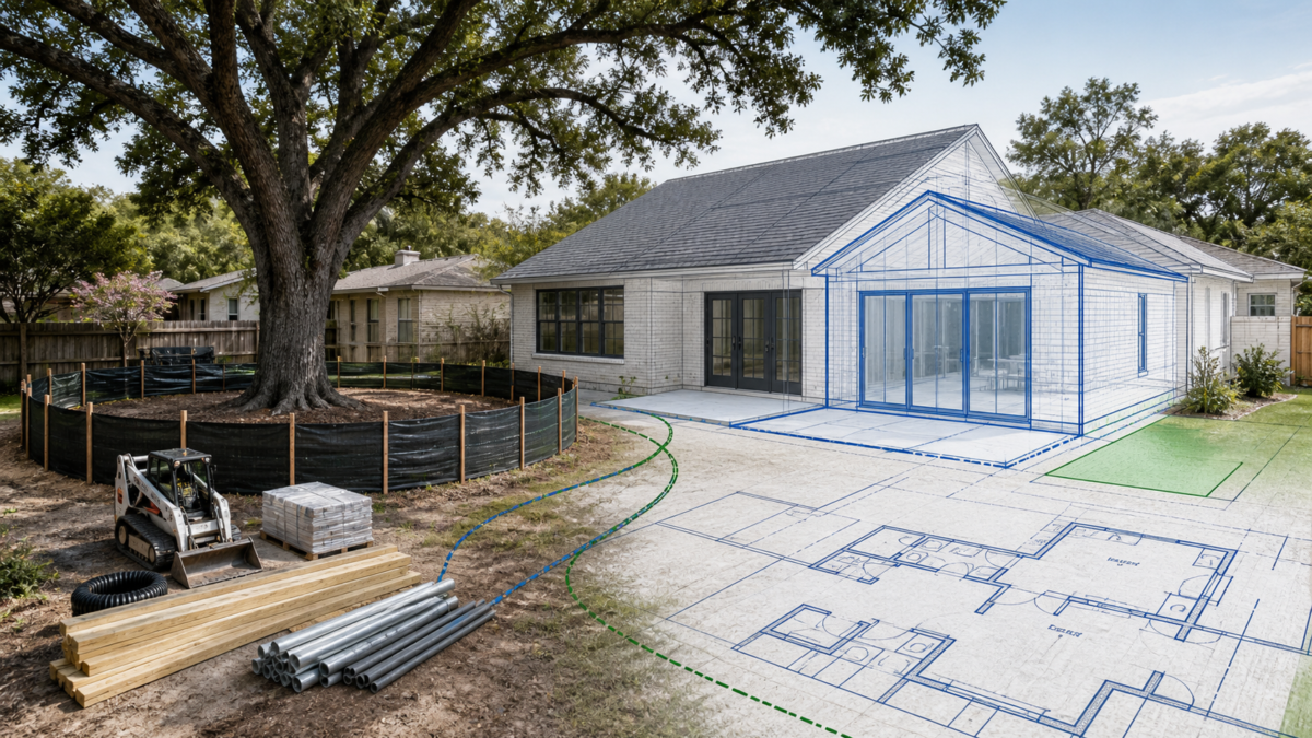 AI-generated illustrative image for Construction Root Protection for Hurst Home Additions